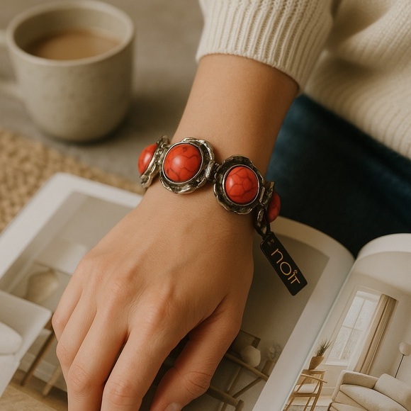 nOir Jewelry Red and Silver Bracelet NWT - Picture 2 of 5